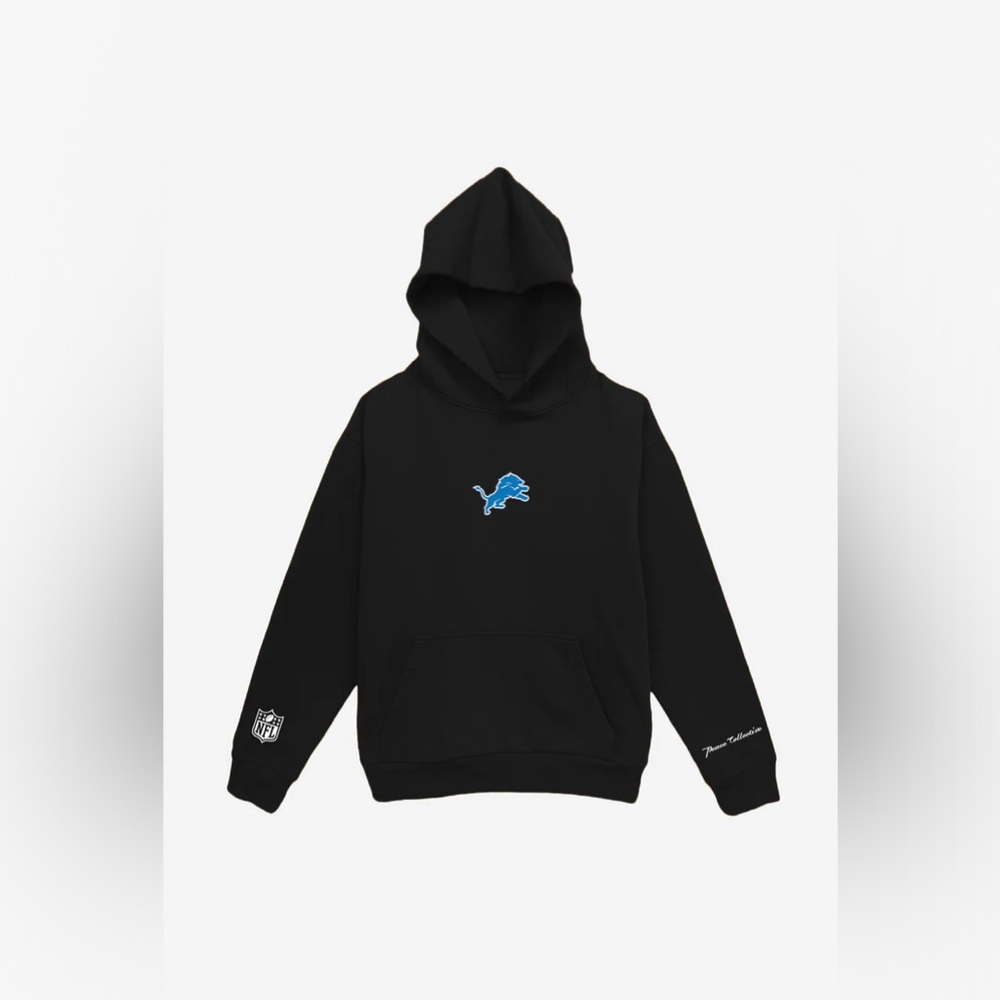 NEW Peace Collective Detroit Lions Logo Heavyweight Hoodie - Black - Size MEDIUM